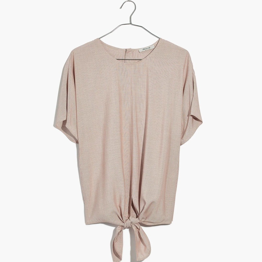 Madewell Short Sleeve Button-Back Tie Tee in Stripe - Picture 8 of 8